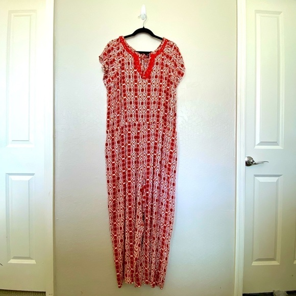 Curations Printed Gauze Jumpsuit Rust Print 688--955 - Picture 2 of 13